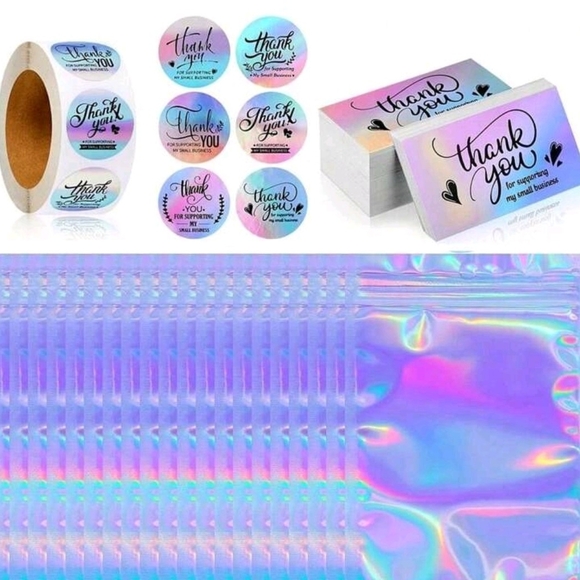 None Other - Holographic Thank You Stickers and Bags Set